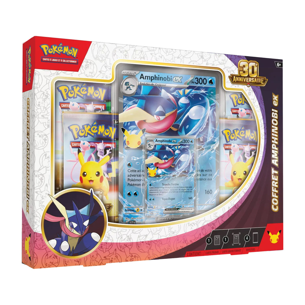 [Limite de 1] [1 au choix] Pokémon - Coffret 4 boosters - 30e Anniversaire - Amphinobi-ex ou Nymphali-ex