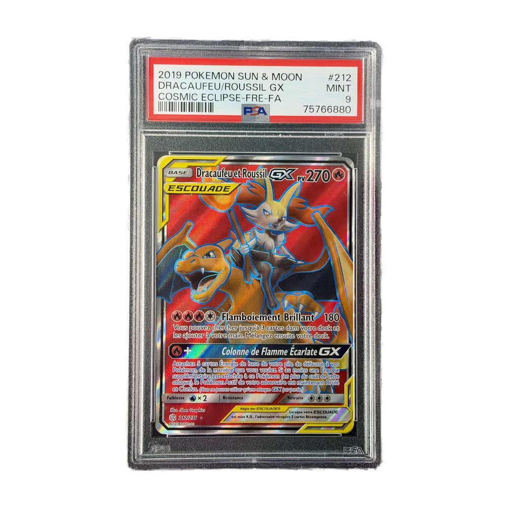 Dracaufeu & Roussil GX FA Éclipse Cosmique 212/236 PSA 9